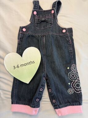 Please Mum - Vintage denim embroidered overalls. Size 3-6 months